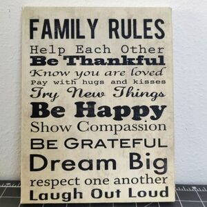 Inspirational Black and White Wall Art Family Rules